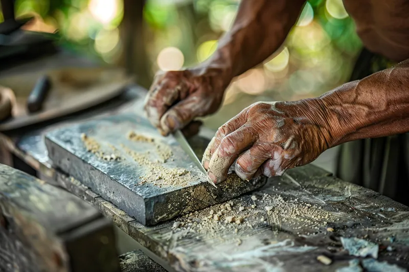 como afilar un machete con piedra de afilar